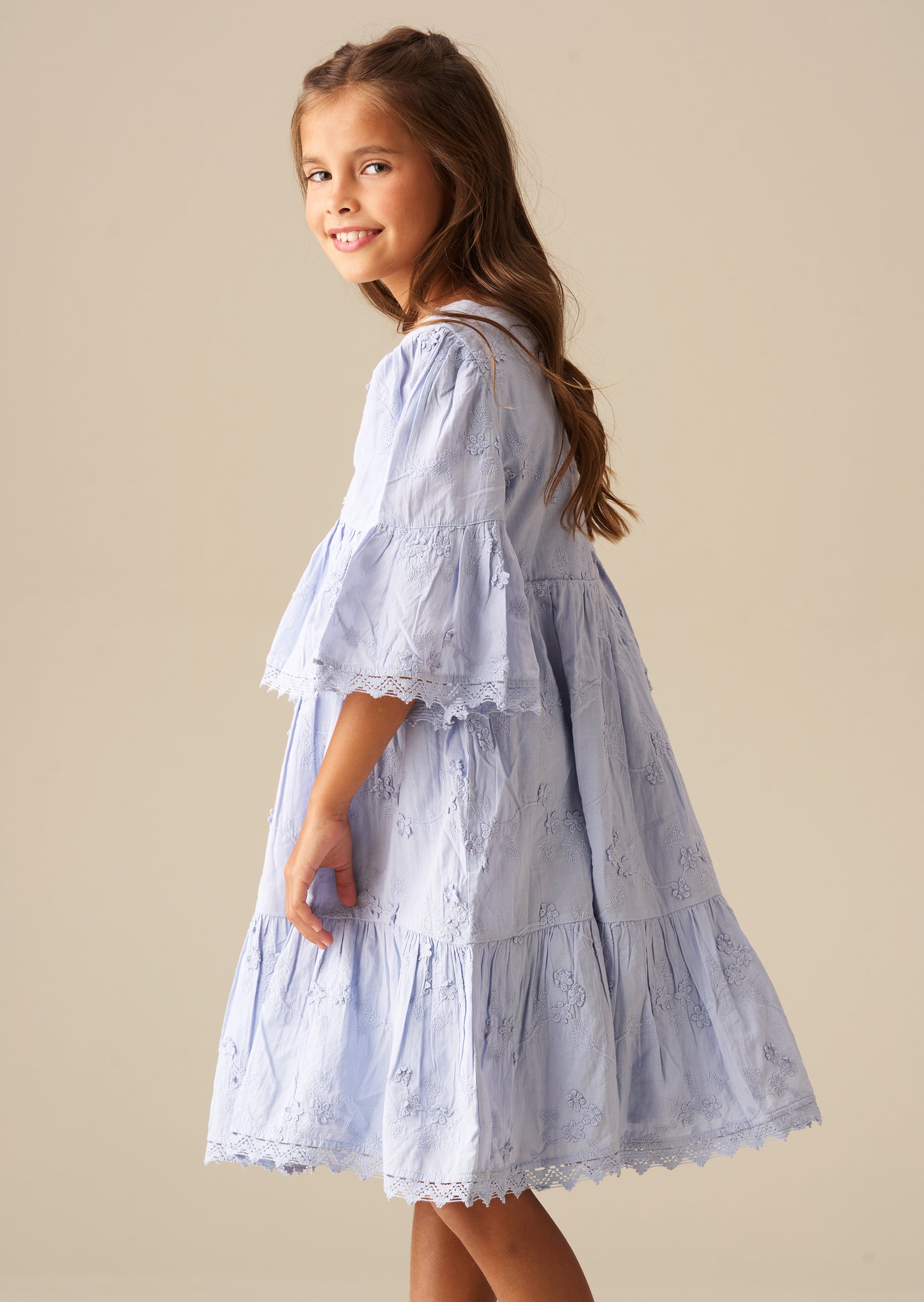 Natalia Blue 3D Flower Dress