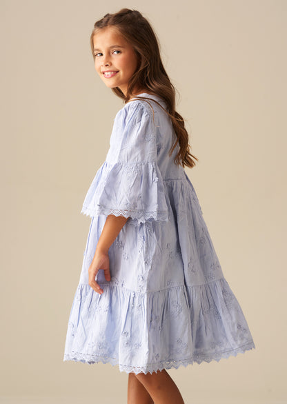 Natalia Blue 3D Flower Dress