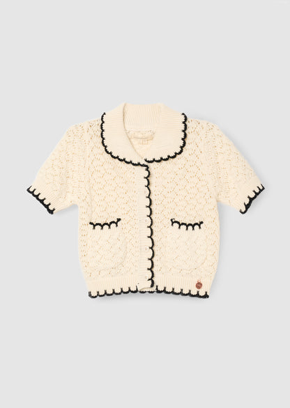 Penny Frill Detail Short Sleeve Cardigan