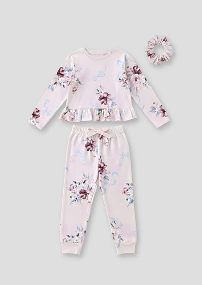 Paloma Pink Floral Bow Frill PJs