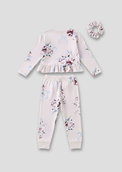 Paloma Pink Floral Bow Frill PJs
