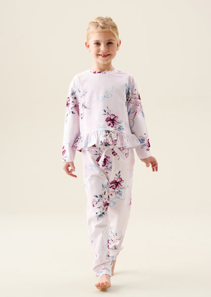 Paloma Pink Floral Bow Frill PJs