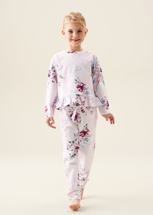 Paloma Pink Floral Bow Frill PJs