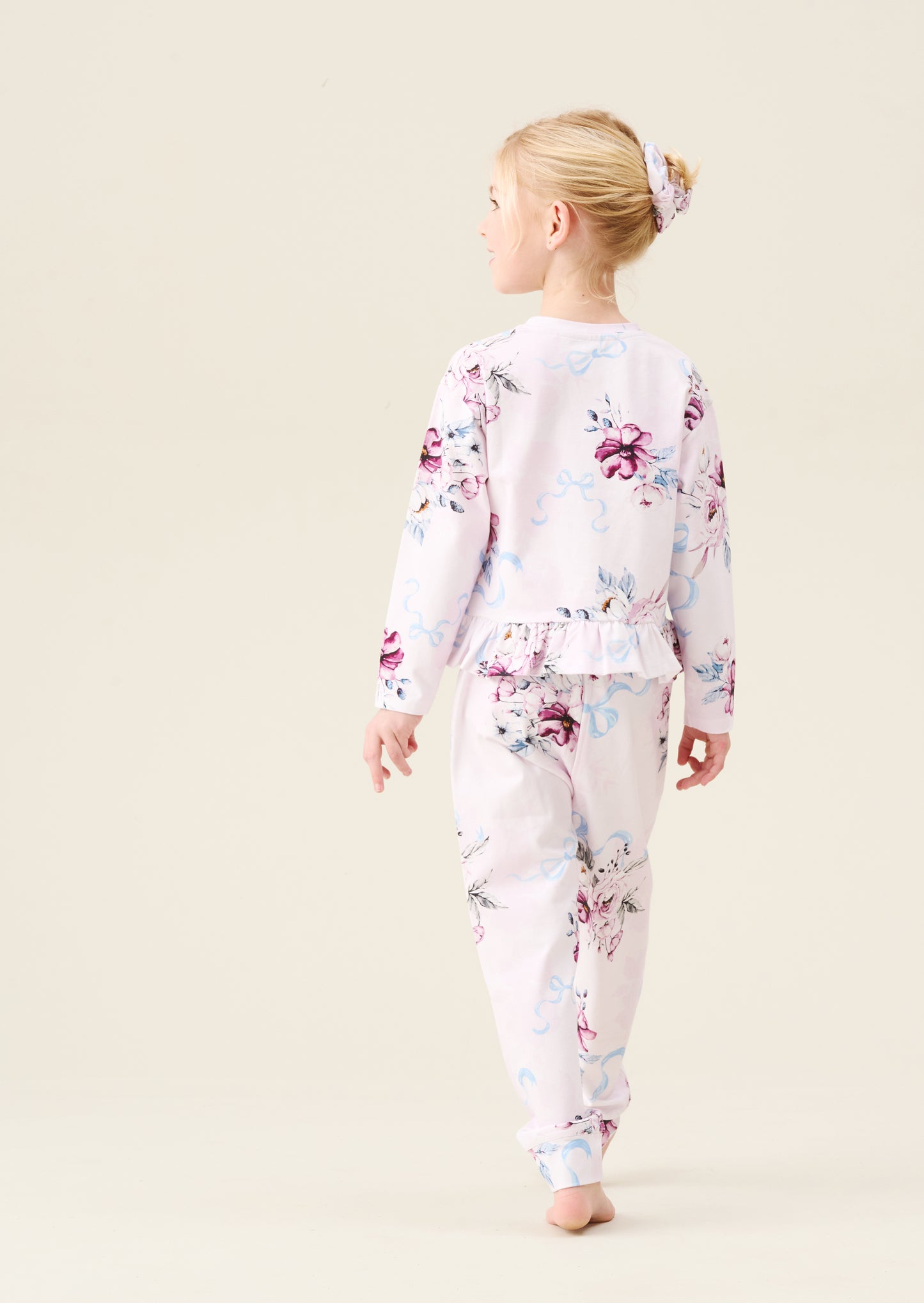 Paloma Pink Floral Bow Frill PJs