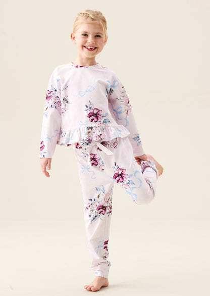 Paloma Pink Floral Bow Frill PJs