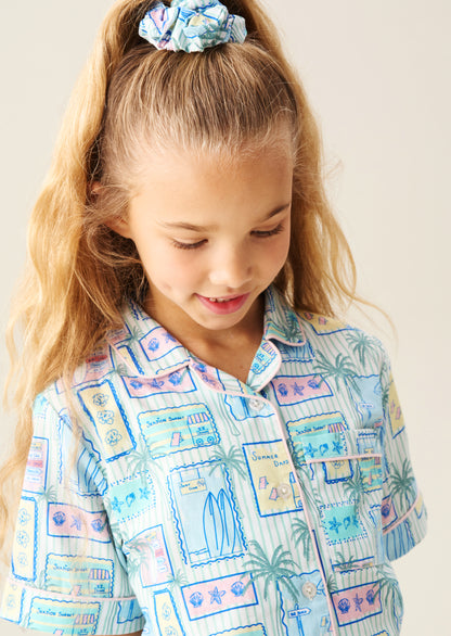 Petra Multi Postcard Print Shirt & Short PJs