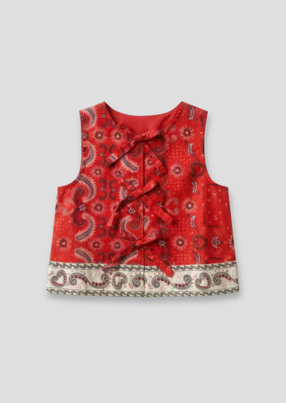 Ava Tie Front Bandana Print Top