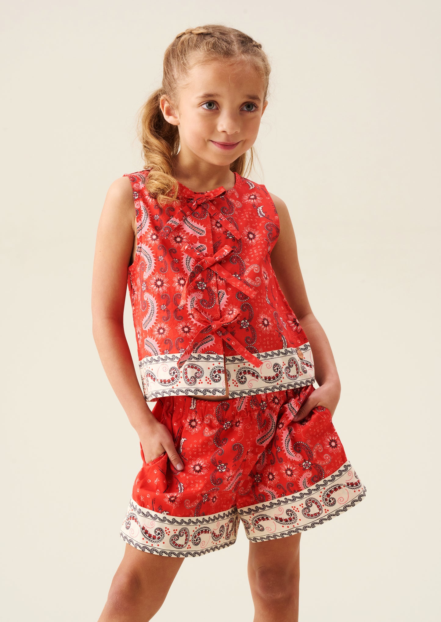 Ava Tie Front Bandana Print Top