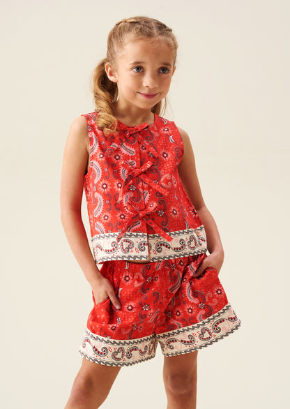 Ava Tie Front Bandana Print Top