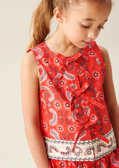 Ava Tie Front Bandana Print Top