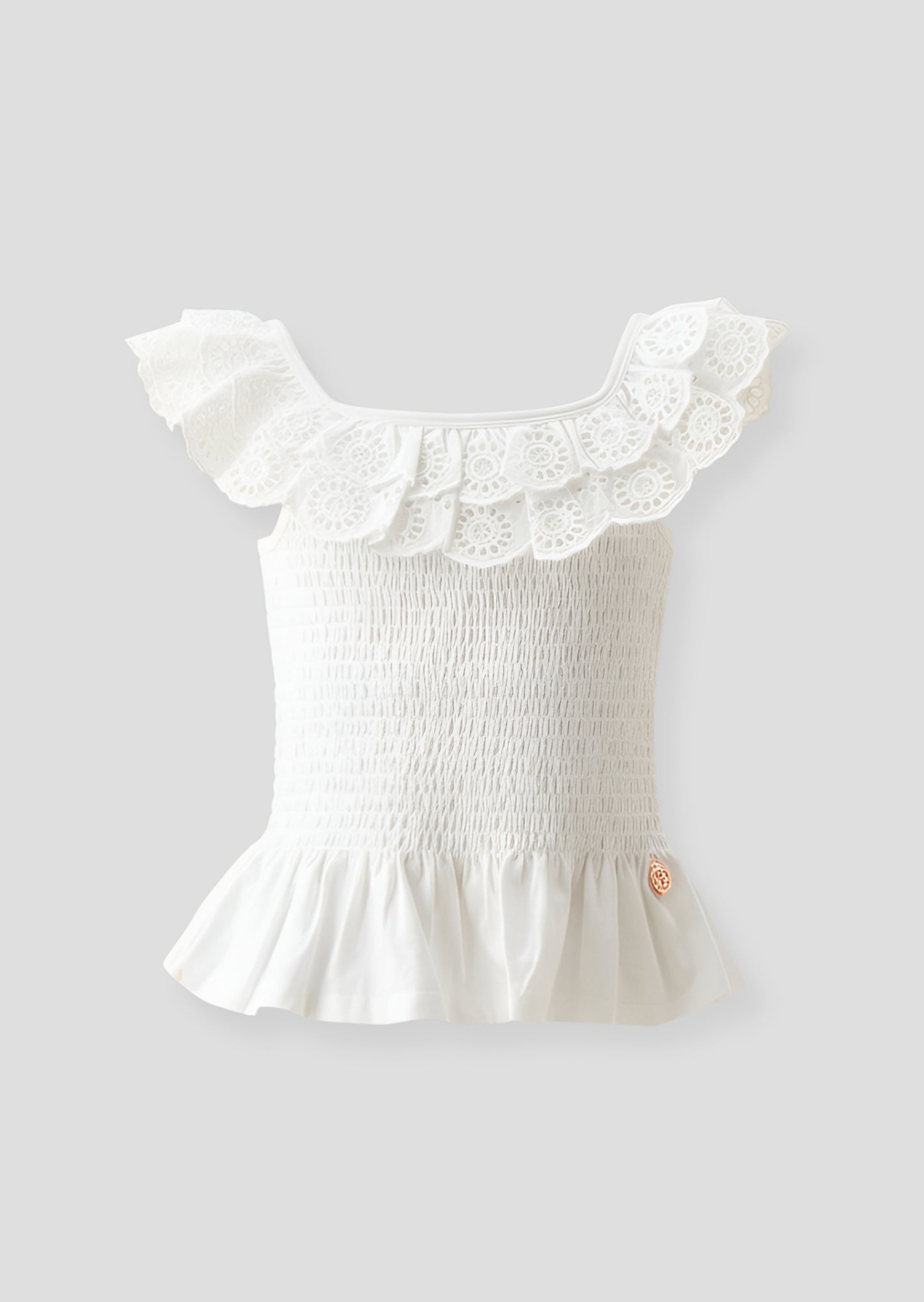 Charlie Broderie Frill Shirred Vest Top