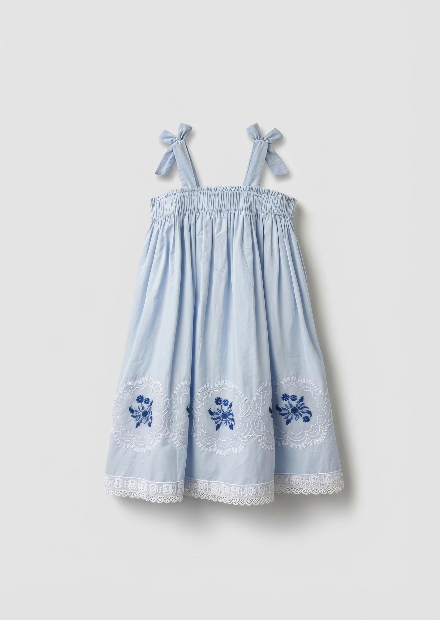 Aliy Tie Shoulder Embroidered Dress