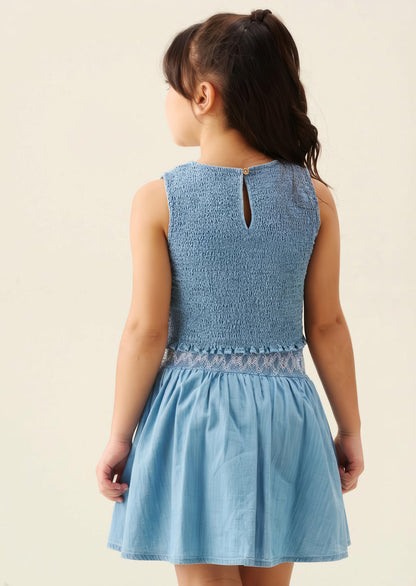 Mia Shirred Denim Top And Skirt