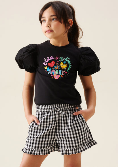Aida Amore Print Puff Sleeve T Shirt