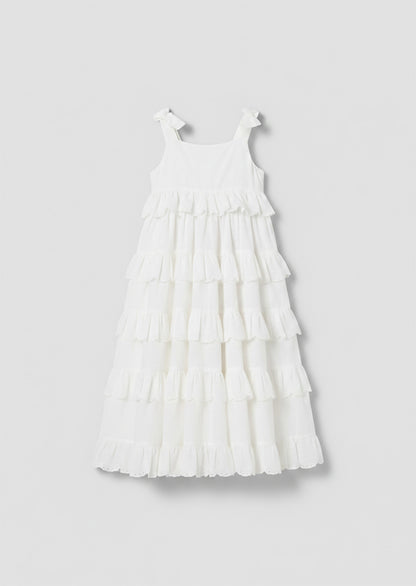 Yasmine Bow Strap Detail Tiered Midaxi Dress