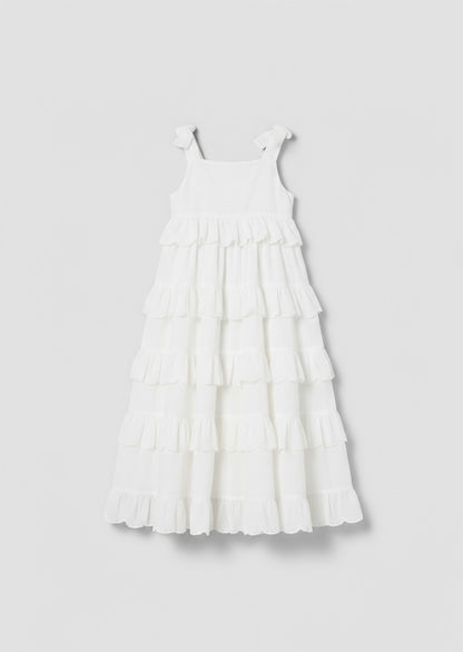 Yasmine Bow Strap Detail Tiered Midaxi Dress