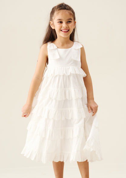 Yasmine Bow Strap Detail Tiered Midaxi Dress