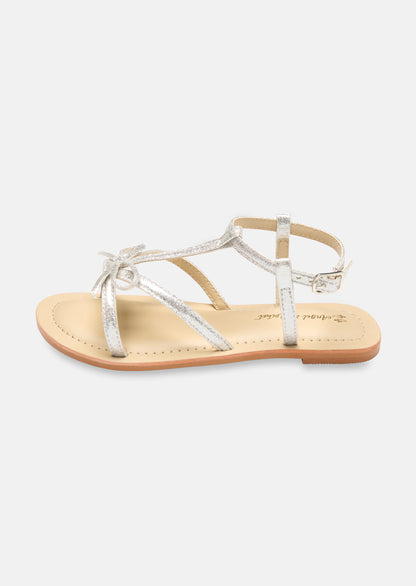 Silver Bow Strap Sandals
