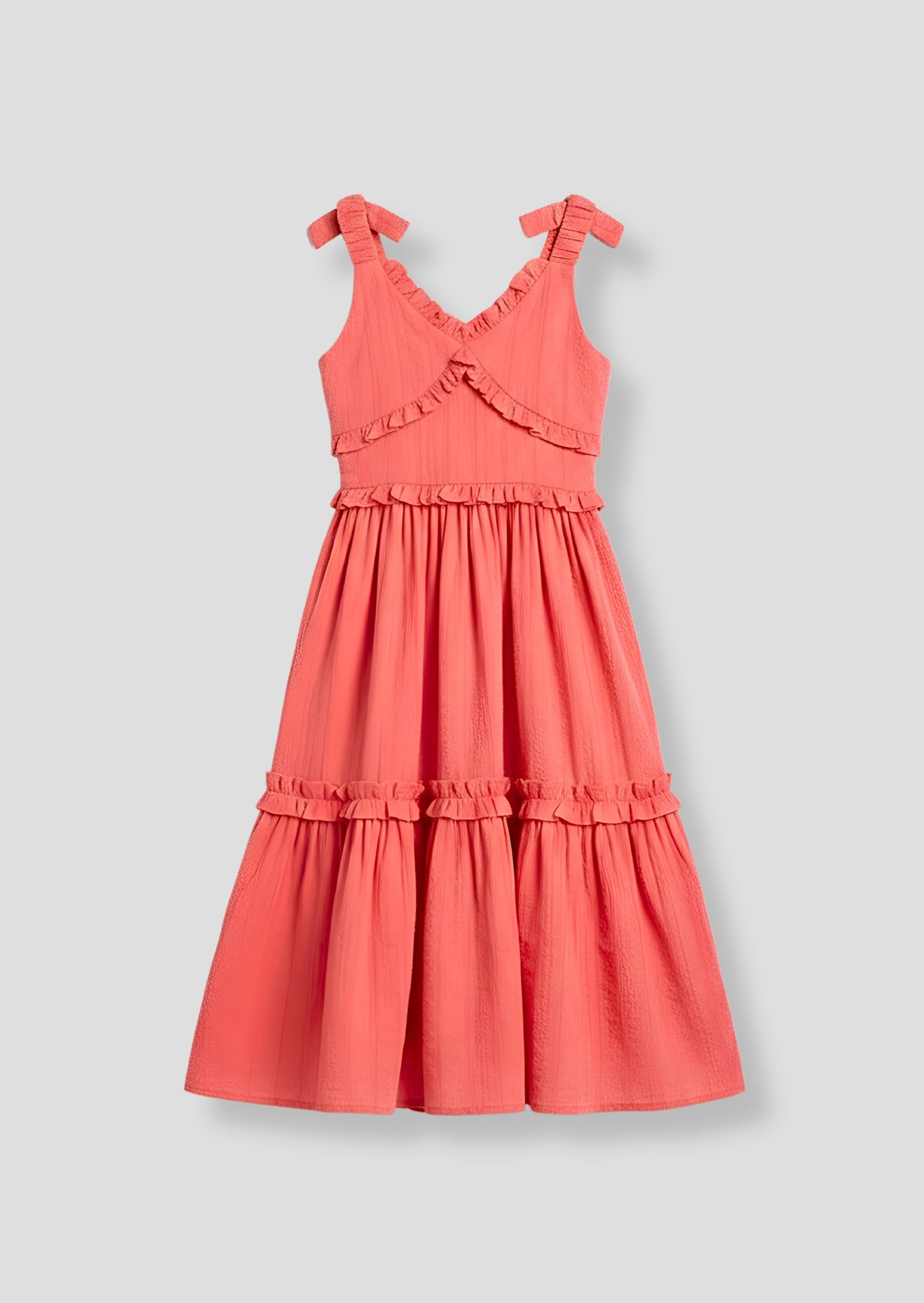 Marie Coral Tiered Frill Dress