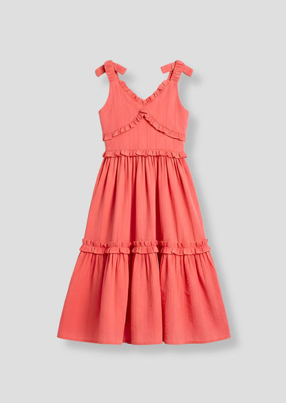 Marie Coral Tiered Frill Dress