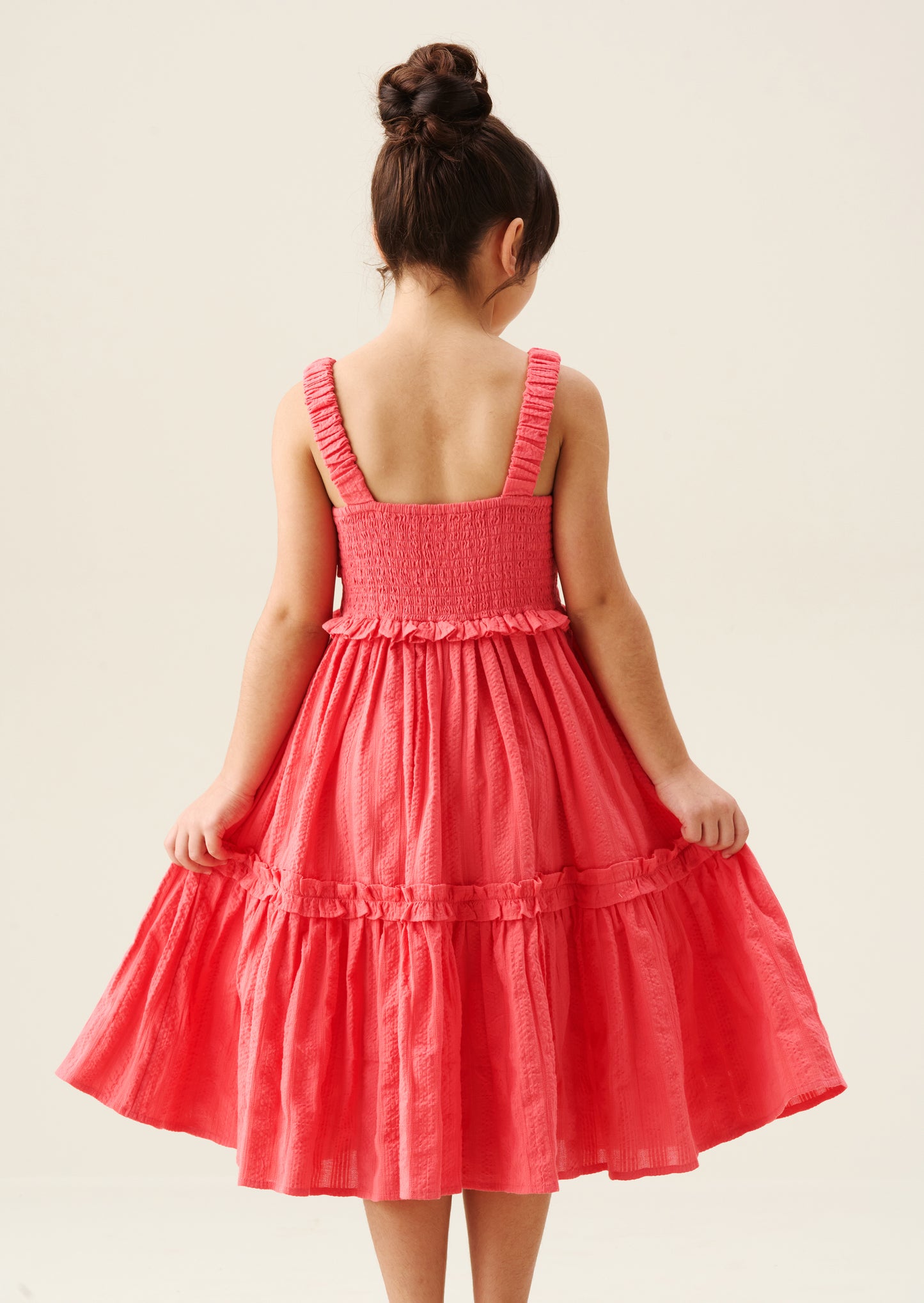 Marie Coral Tiered Frill Dress