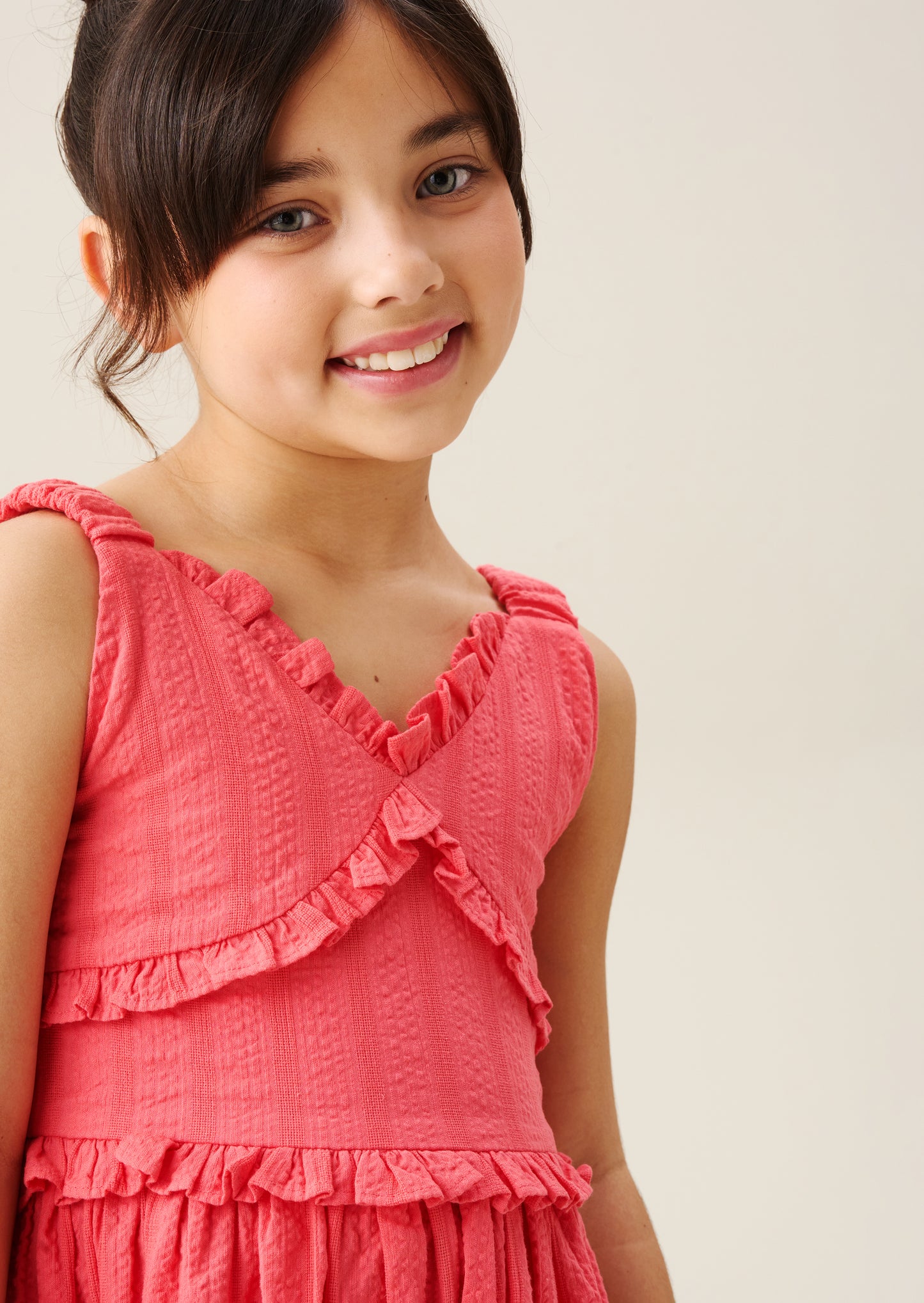 Marie Coral Tiered Frill Dress