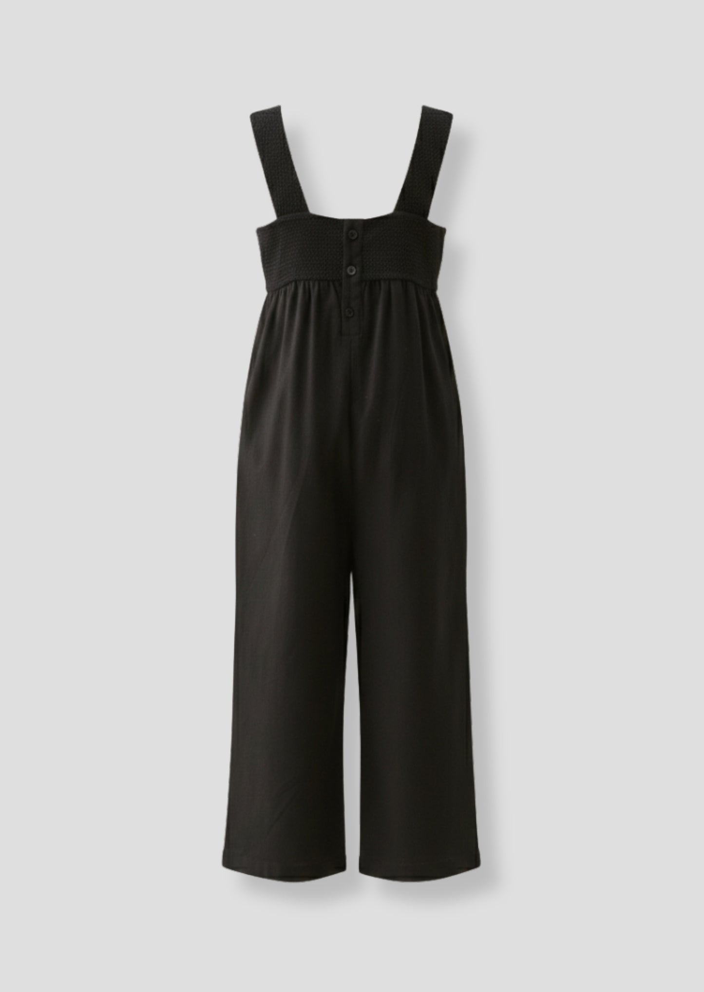 Illiana Black Crochet Linen Jumpsuit