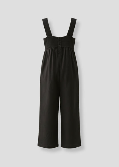 Illiana Black Crochet Linen Jumpsuit