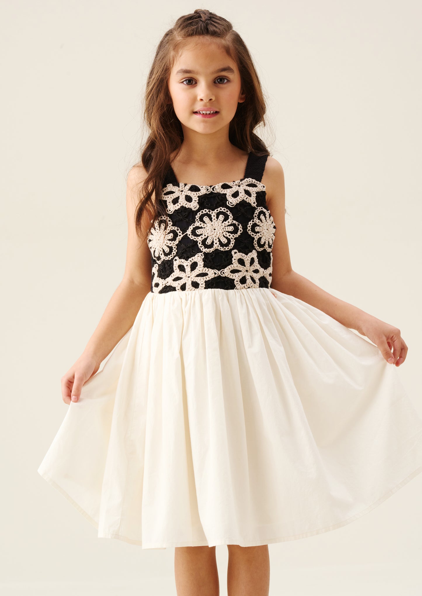Sabrina Ecru Floral Crochet Dress