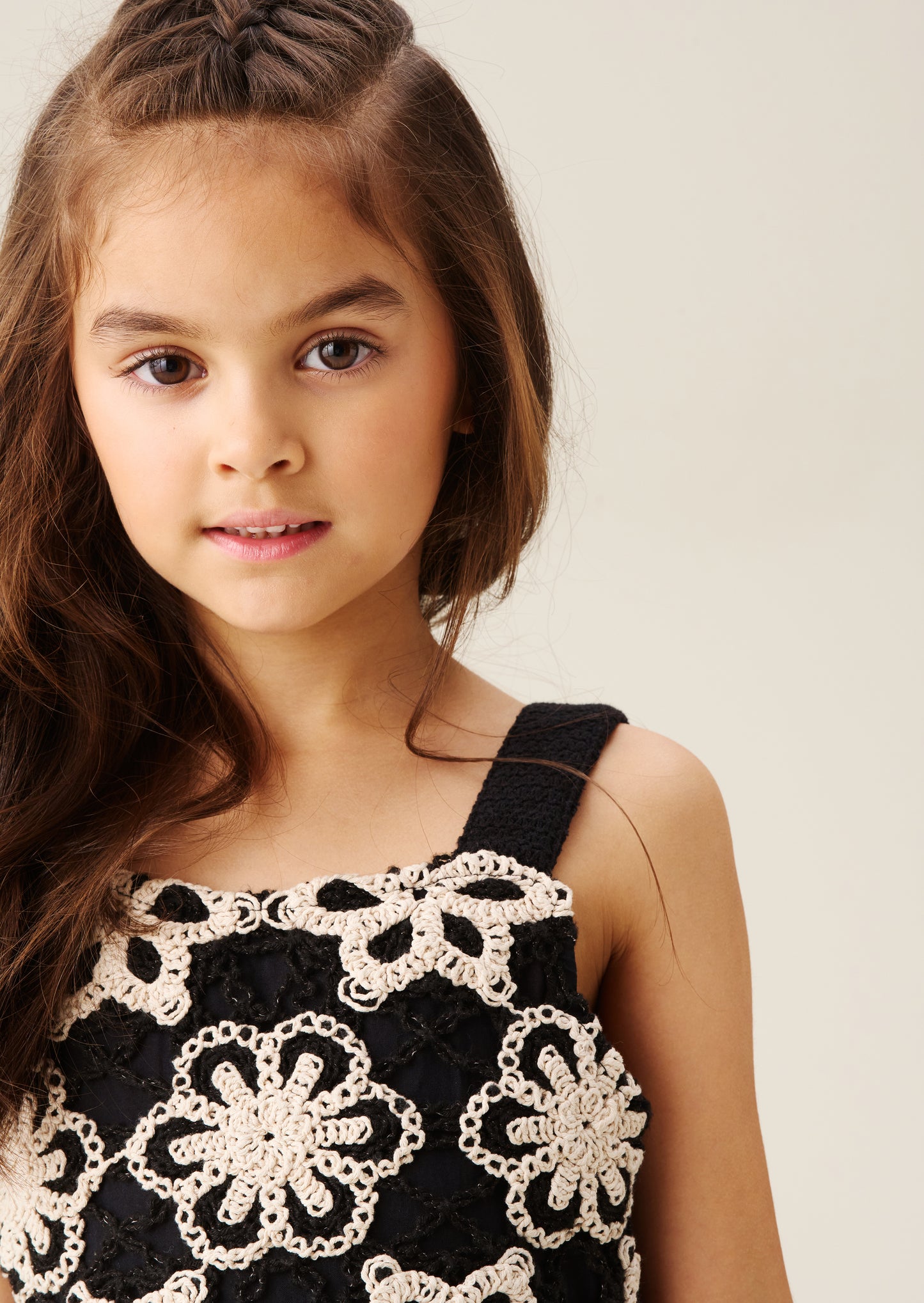 Sabrina Ecru Floral Crochet Dress