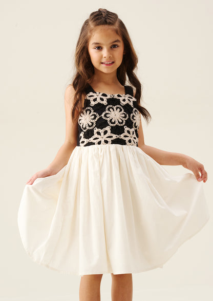 Sabrina Ecru Floral Crochet Dress