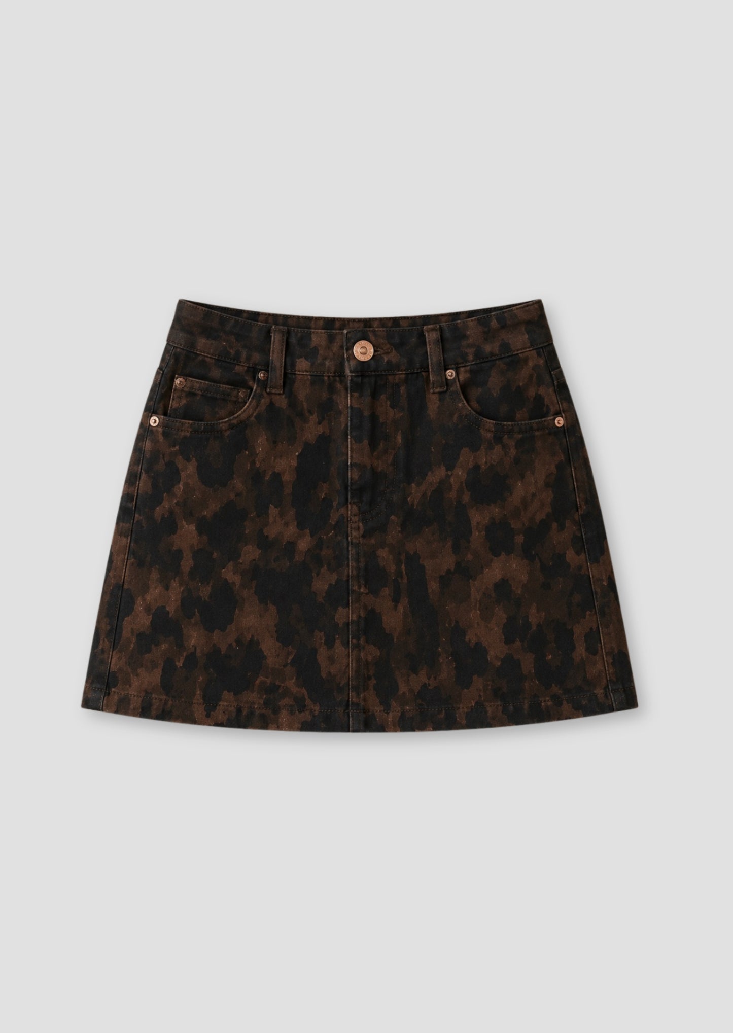 Callie Leopard A Line Mini Skirt