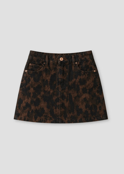 Callie Leopard A Line Mini Skirt