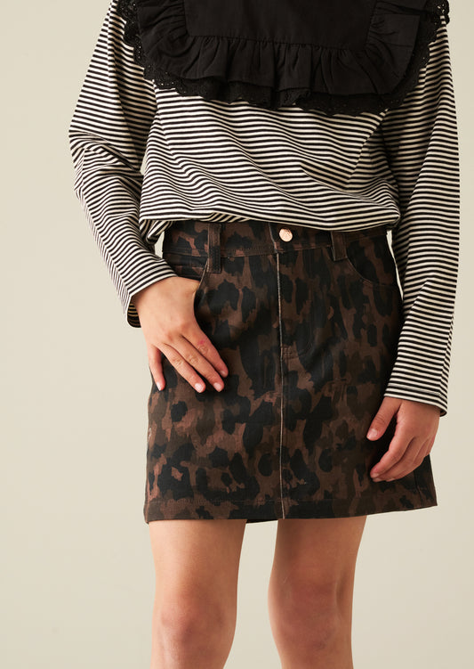 Callie Leopard A Line Mini Skirt