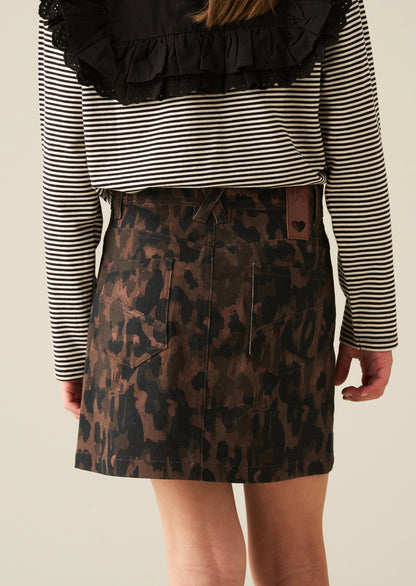 Callie Leopard A Line Mini Skirt