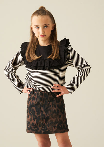 Callie Leopard A Line Mini Skirt