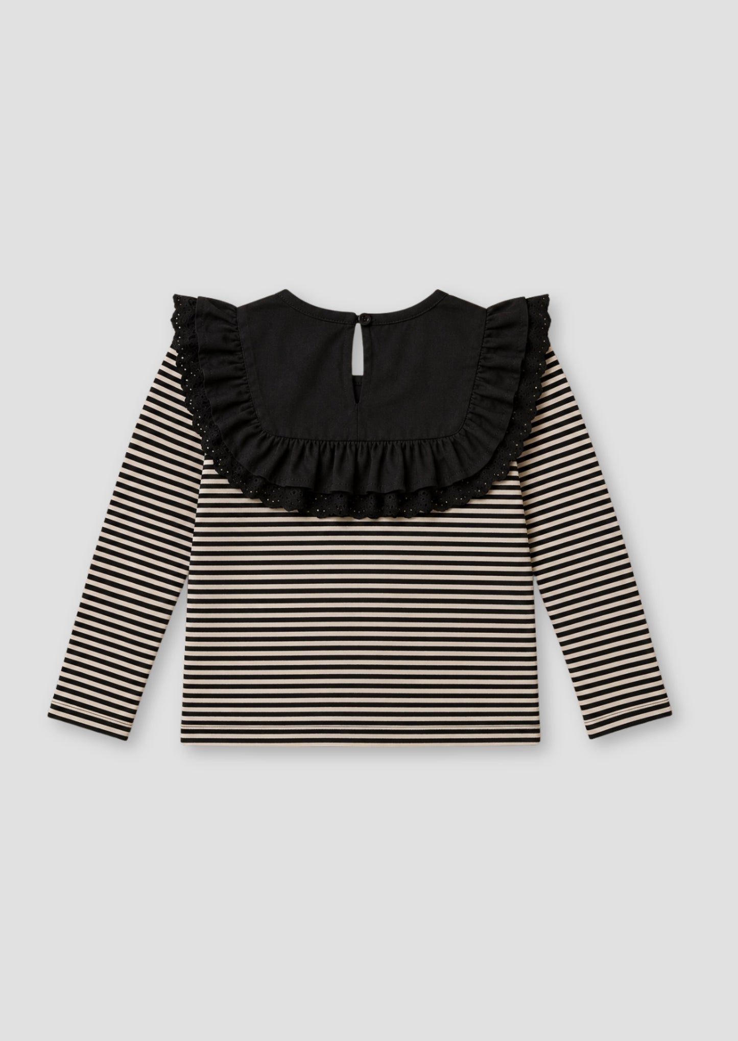 Demi Woven Yoke Lace Trim Long Sleeve Top