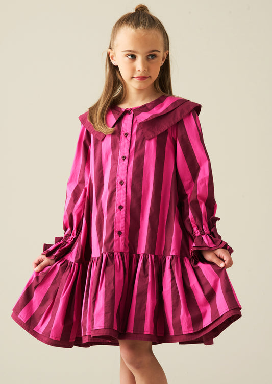 Frankie Stripe Double Collar Dress