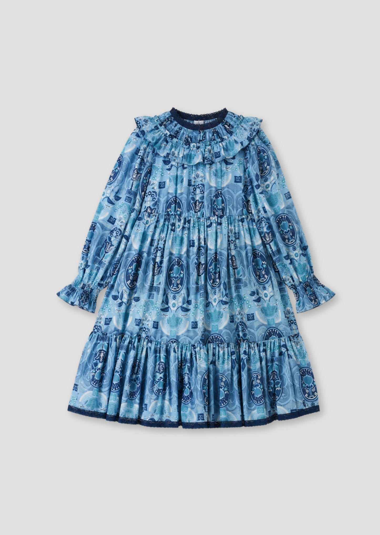 Isabelle Georgette Print Lace Trim Dress