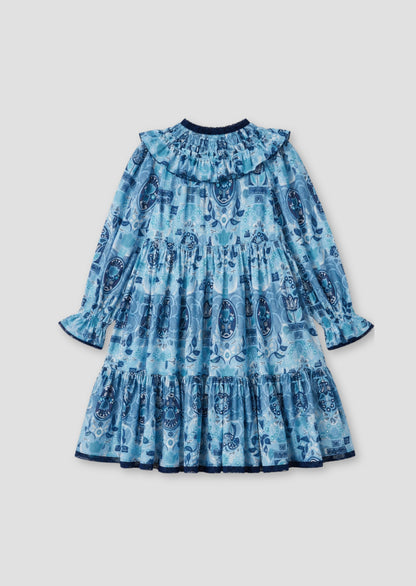 Isabelle Georgette Print Lace Trim Dress