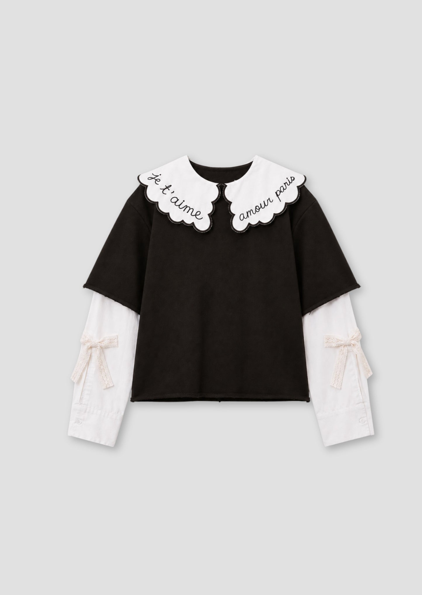 Haddie Lace Bow Mock Layered Sweat