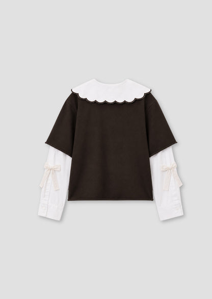 Haddie Lace Bow Mock Layered Sweat