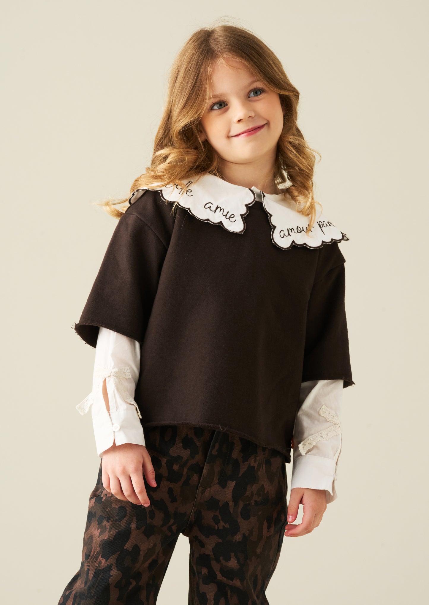 Haddie Lace Bow Mock Layered Sweat