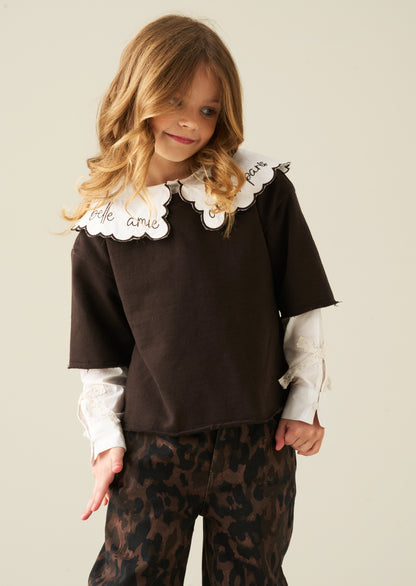 Haddie Lace Bow Mock Layered Sweat