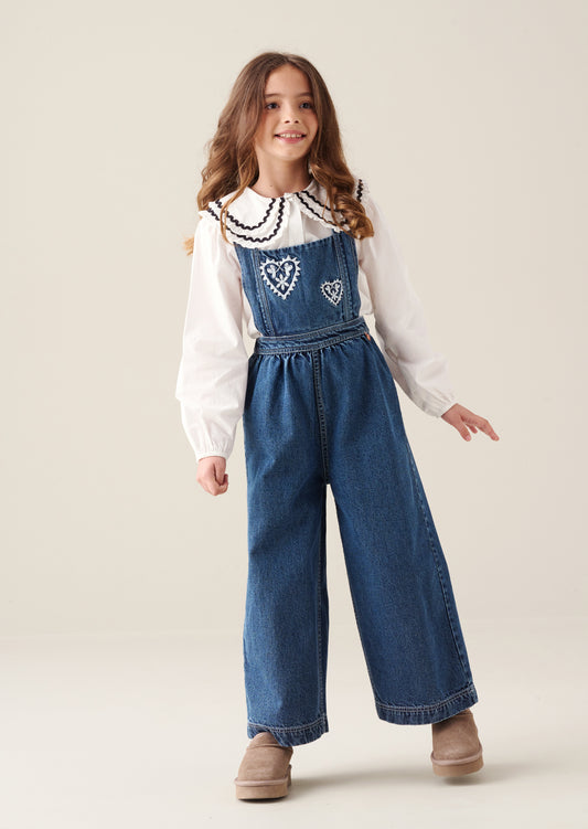 Josie Denim Embroidered Dungaree