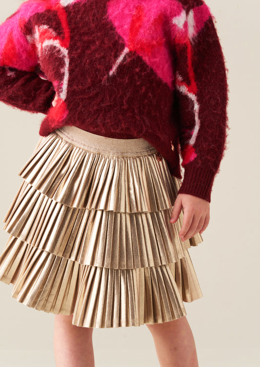 Lucile Metallic Pleated Rara Skirt