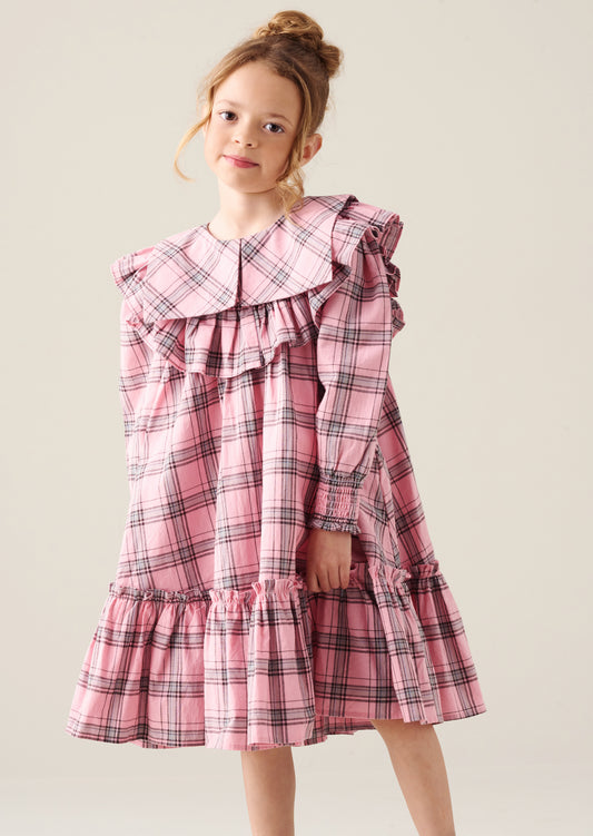 Etta Check Ruffle Yoke Dress