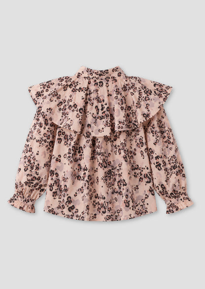 Elle Cape Collar Animal Print Shirt