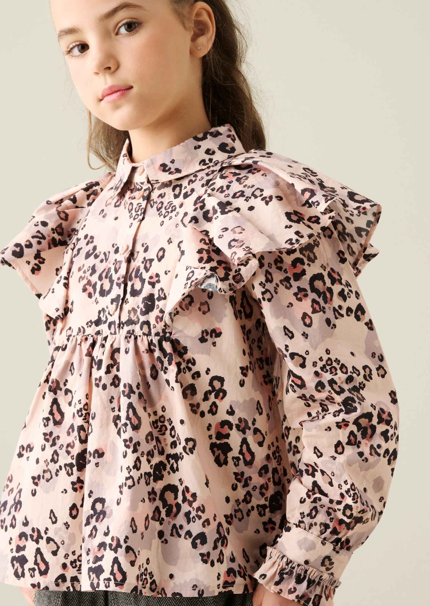 Elle Cape Collar Animal Print Shirt
