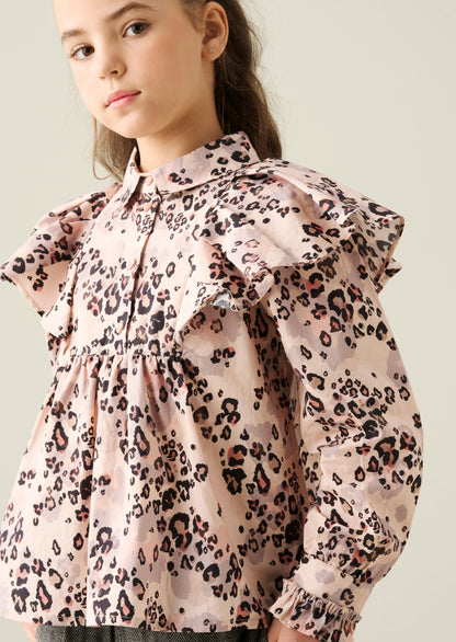 Elle Cape Collar Animal Print Shirt